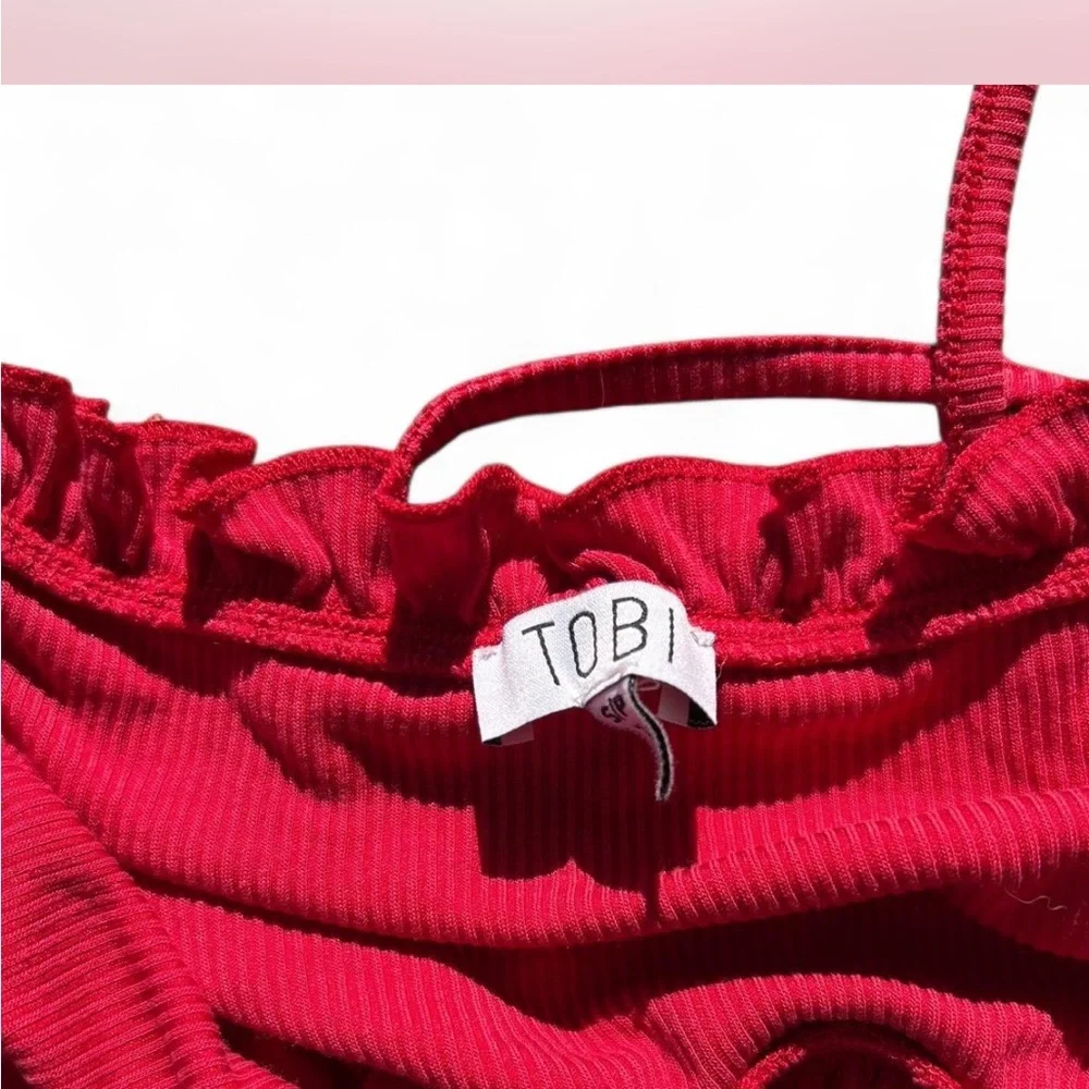 Tobi Red Ruffle Off-Shoulder Top - Picture 3 of 3
